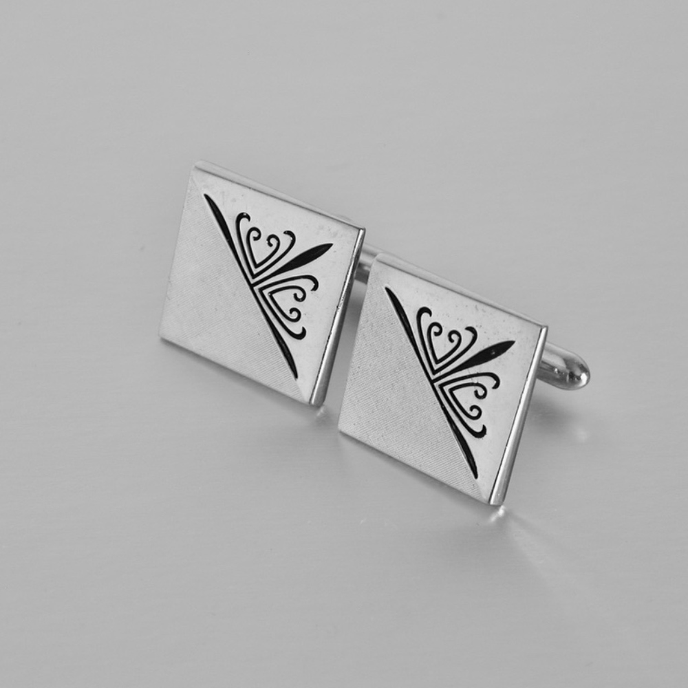 Vintage Swank Cufflinks Antique Swirl Silver Tone
